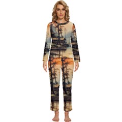 Fantasy Landscape Foggy Mysterious Womens  Long Sleeve Lightweight Pajamas Set by Ravend