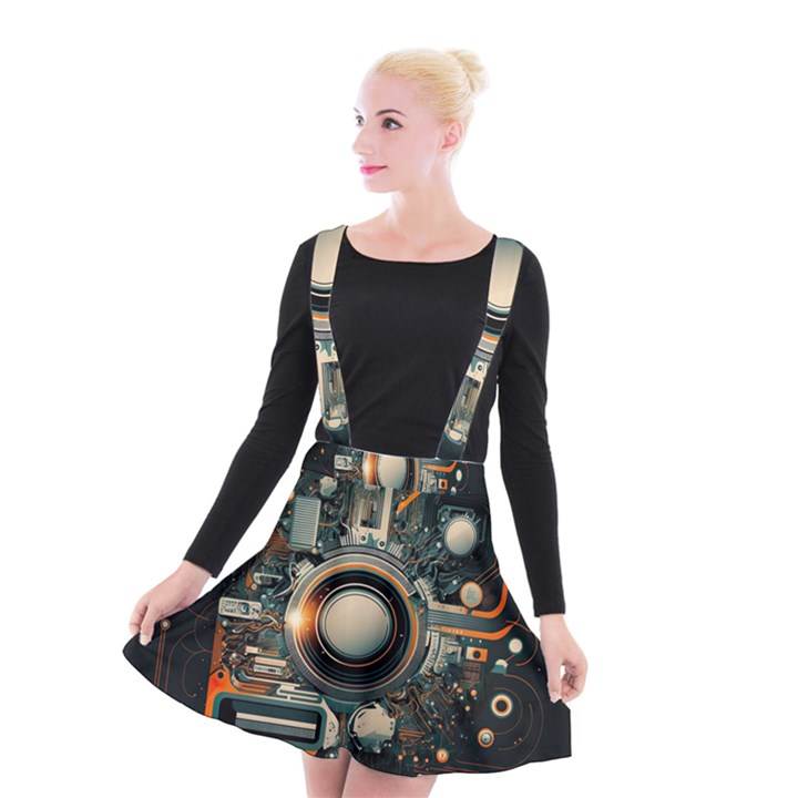 Technology Robot Internet Processor Suspender Skater Skirt