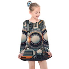 Technology Robot Internet Processor Kids  Long Sleeve Dress by Ravend