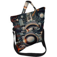 Technology Robot Internet Processor Fold Over Handle Tote Bag by Ravend