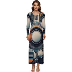 Technology Robot Internet Processor Long Sleeve Longline Maxi Dress by Ravend