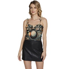 Technology Robot Internet Processor Flowy Camisole Tie Up Top by Ravend