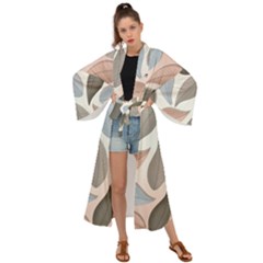 Leaves Pastel Background Nature Maxi Kimono by Ravend