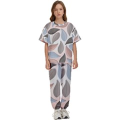 Leaves Pastel Background Nature Kids  Tee And Pants Sports Set by Ravend