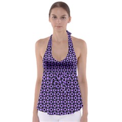 Mazipoodles Purple Donuts Polka Dot  Babydoll Tankini Top by Mazipoodles