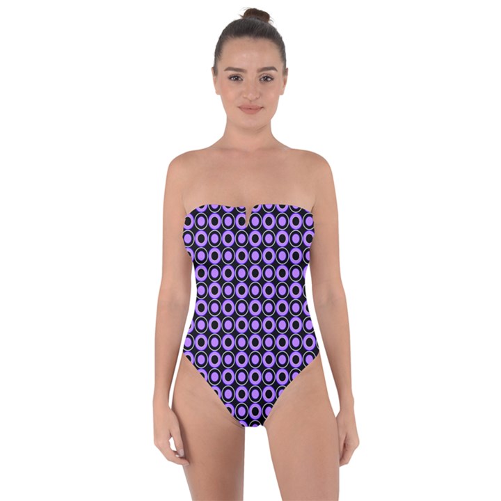 Mazipoodles Purple Donuts Polka Dot  Tie Back One Piece Swimsuit