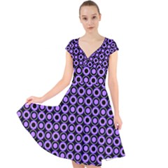 Mazipoodles Purple Donuts Polka Dot  Cap Sleeve Front Wrap Midi Dress by Mazipoodles