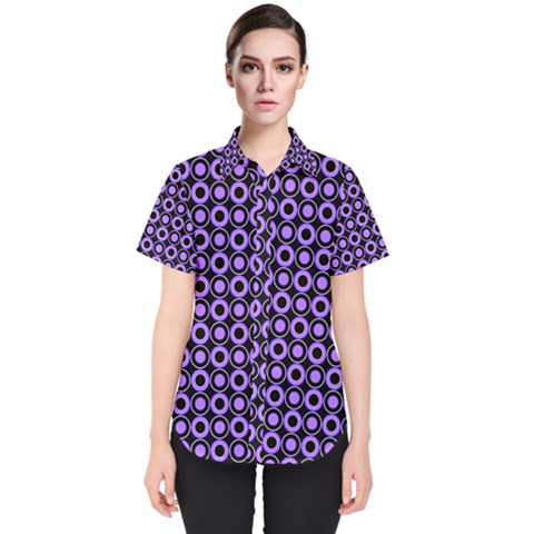 Mazipoodles Purple Donuts Polka Dot  Women s Short Sleeve Shirt by Mazipoodles