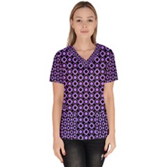 Mazipoodles Purple Donuts Polka Dot  Women s V-neck Scrub Top by Mazipoodles