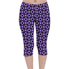 Mazipoodles Purple Donuts Polka Dot  Velvet Capri Leggings  by Mazipoodles