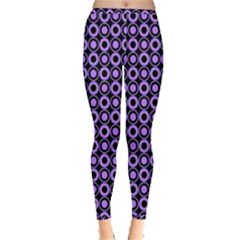 Mazipoodles Purple Donuts Polka Dot  Inside Out Leggings by Mazipoodles