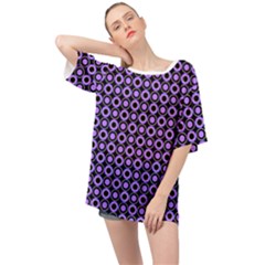 Mazipoodles Purple Donuts Polka Dot  Oversized Chiffon Top by Mazipoodles