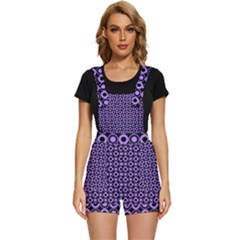 Mazipoodles Purple Donuts Polka Dot  Short Overalls by Mazipoodles