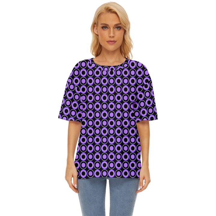 Mazipoodles Purple Donuts Polka Dot  Oversized Basic Tee