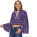 Mazipoodles Purple Donuts Polka Dot  Boho Long Bell Sleeve Top View2