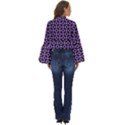 Mazipoodles Purple Donuts Polka Dot  Boho Long Bell Sleeve Top View4