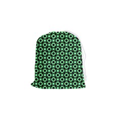 Mazipoodles Green Donuts Polka Dot Drawstring Pouch (small) by Mazipoodles