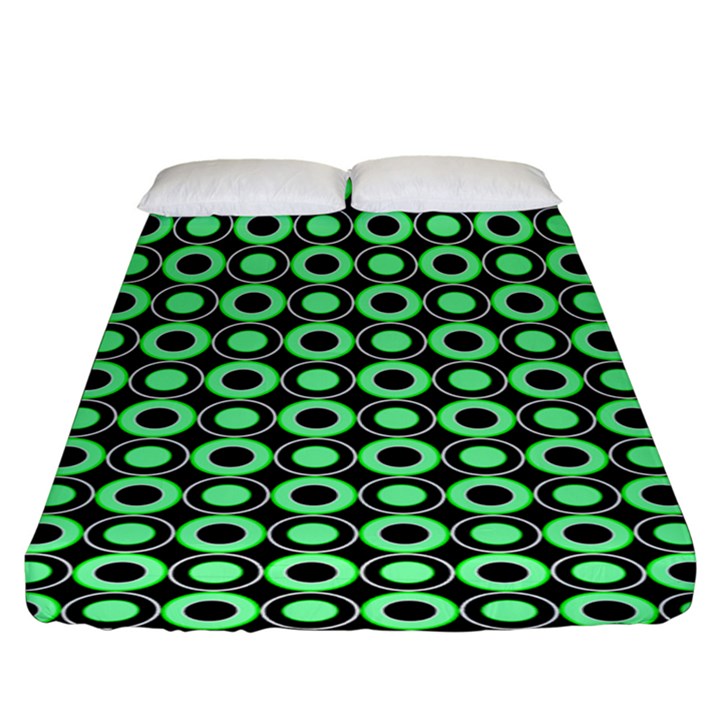 Mazipoodles Green Donuts Polka Dot Fitted Sheet (King Size)