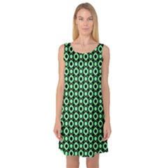 Mazipoodles Green Donuts Polka Dot Sleeveless Satin Nightdress by Mazipoodles