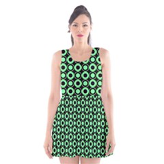 Mazipoodles Green Donuts Polka Dot Scoop Neck Skater Dress by Mazipoodles