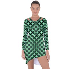 Mazipoodles Green Donuts Polka Dot Asymmetric Cut-out Shift Dress by Mazipoodles