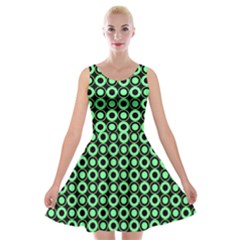 Mazipoodles Green Donuts Polka Dot Velvet Skater Dress by Mazipoodles