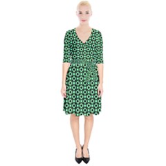 Mazipoodles Green Donuts Polka Dot Wrap Up Cocktail Dress