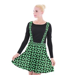 Mazipoodles Green Donuts Polka Dot Suspender Skater Skirt by Mazipoodles