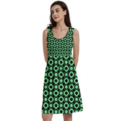 Mazipoodles Green Donuts Polka Dot Classic Skater Dress by Mazipoodles