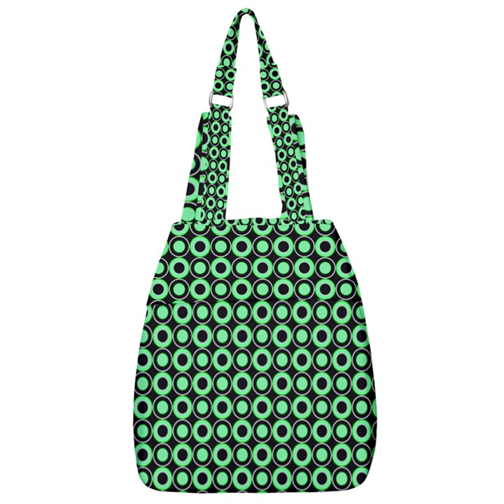 Mazipoodles Green Donuts Polka Dot Center Zip Backpack