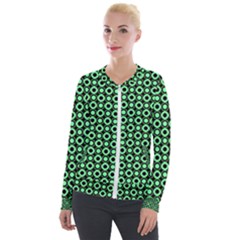 Mazipoodles Green Donuts Polka Dot Velvet Zip Up Jacket by Mazipoodles