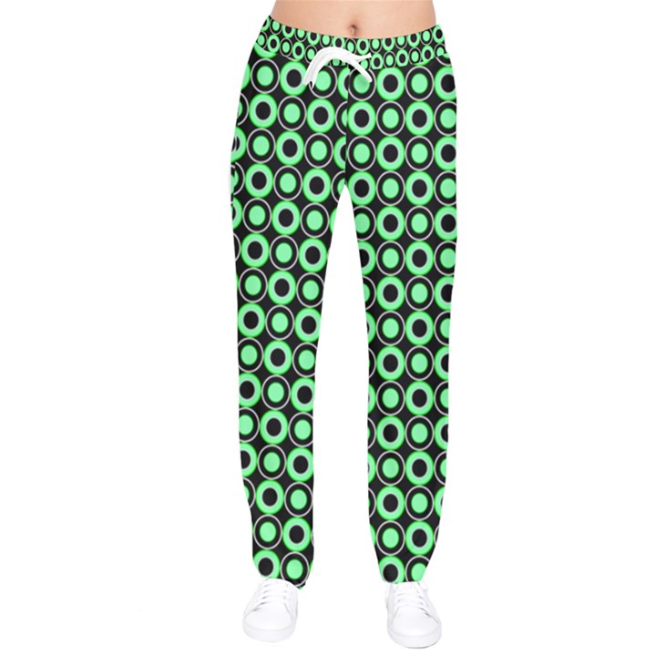 Mazipoodles Green Donuts Polka Dot Women Velvet Drawstring Pants