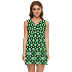 Mazipoodles Green Donuts Polka Dot Tiered Sleeveless Mini Dress by Mazipoodles