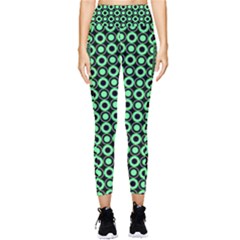 Mazipoodles Green Donuts Polka Dot Pocket Leggings  by Mazipoodles