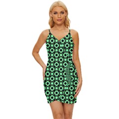 Mazipoodles Green Donuts Polka Dot Wrap Tie Front Dress by Mazipoodles