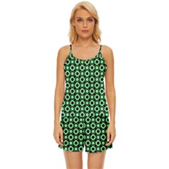 Mazipoodles Green Donuts Polka Dot Satin Pajama Short Set by Mazipoodles