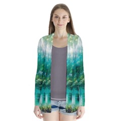 River Stream Flower Nature Drape Collar Cardigan by Ravend