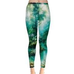 River Stream Flower Nature Inside Out Leggings by Ravend