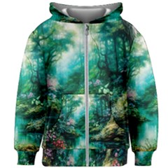 River Stream Flower Nature Kids  Zipper Hoodie Without Drawstring