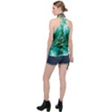 River Stream Flower Nature Halter Asymmetric Satin Top View2