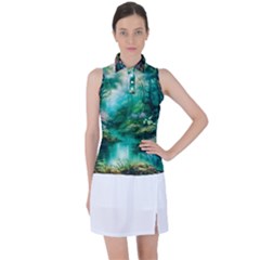 River Stream Flower Nature Women s Sleeveless Polo Tee by Ravend