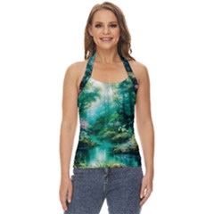 River Stream Flower Nature Basic Halter Top by Ravend