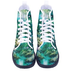 River Stream Flower Nature Men s High-top Canvas Sneakers