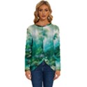 River Stream Flower Nature Long Sleeve Crew Neck Pullover Top View1