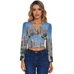 Building Sea Architecture Marina Long Sleeve V-neck Top by Ravend