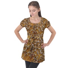 Honey Bee Bees Insect Puff Sleeve Tunic Top by Ravend