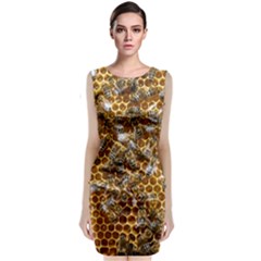 Honey Bee Bees Insect Sleeveless Velvet Midi Dress