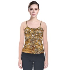 Honey Bee Bees Insect Velvet Spaghetti Strap Top by Ravend