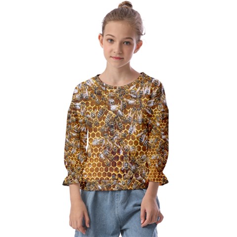 Honey Bee Bees Insect Kids  Cuff Sleeve Top by Ravend