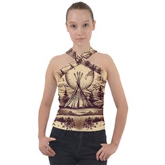 Nation Indian Native Indigenous Cross Neck Velour Top by Ravend